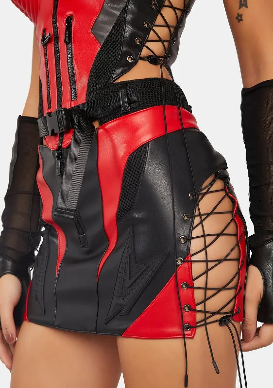 Timeless Women's Garments Best-Sellers Red Nasty Moto Mini Skirt