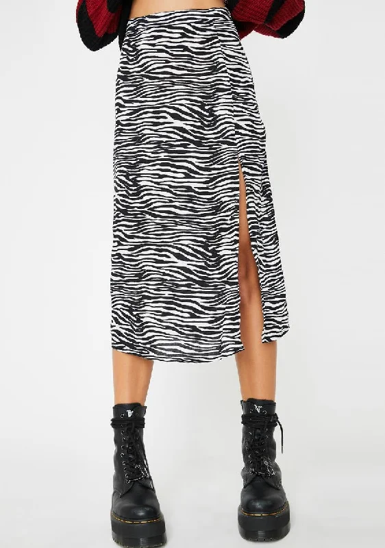 Modern Women's Attire Chic And Edgy Zebra Saika Skirt