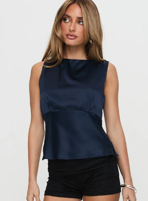 Latest Fashion Women's Elegant Garments Latest Fashion Jaide Top Navy