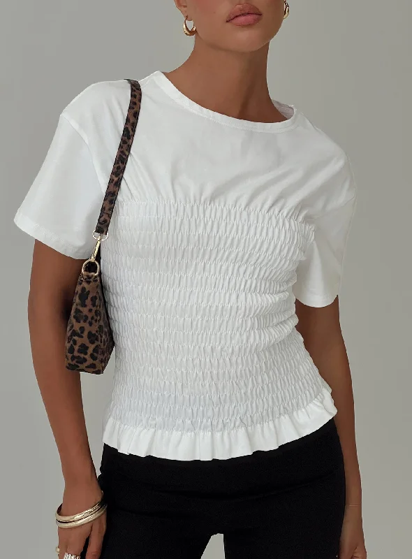 Latest Fashion Women's Holiday Apparel Latest Fashion Maybe Tomorrow Ruched Top White