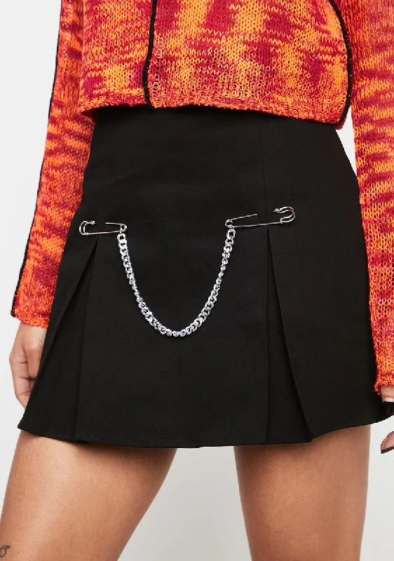 Chic Clothes For Women Weekend Exclusive Chain Trim Goth Skort