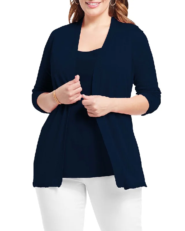 Women's Fashionable Clothing Sets New In This Season NIC+ZOE Plus Lightweight Long Boc Linen-Blend Cardigan