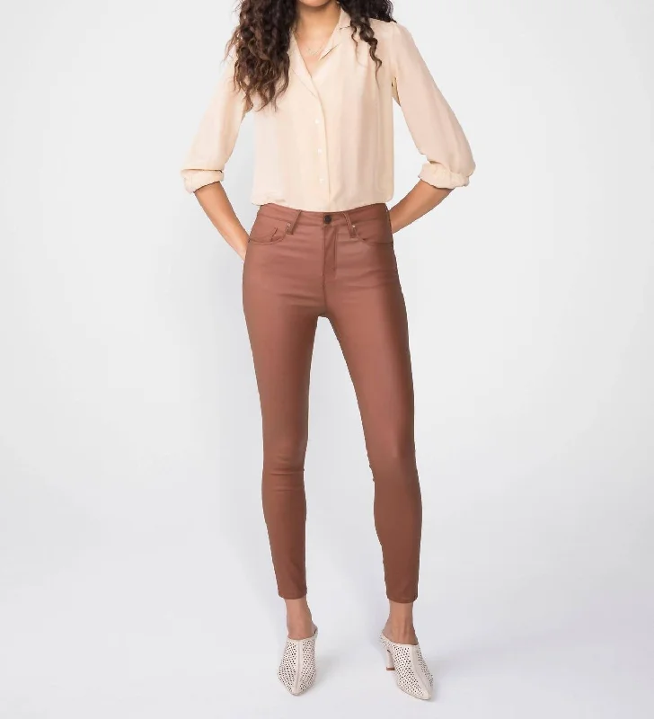 Formal Clothing For Women Vintage-Modern Style Offers Olivia High Waisted Skinny Jeans In Chestnut Brown