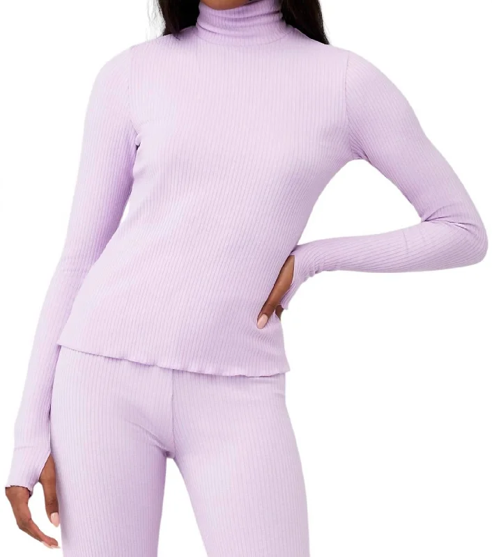 Timeless Women's Clothes Save Big Layer Up Top In Lilac Rib Knit