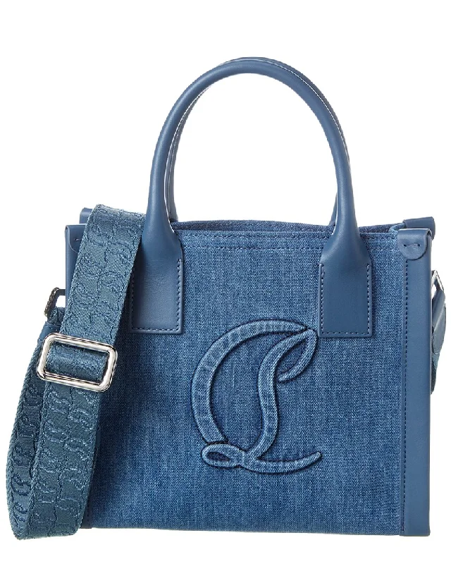 Women's High-Fashion Apparel Luxury Fashion Christian Louboutin By My Side Denim & Leather Tote