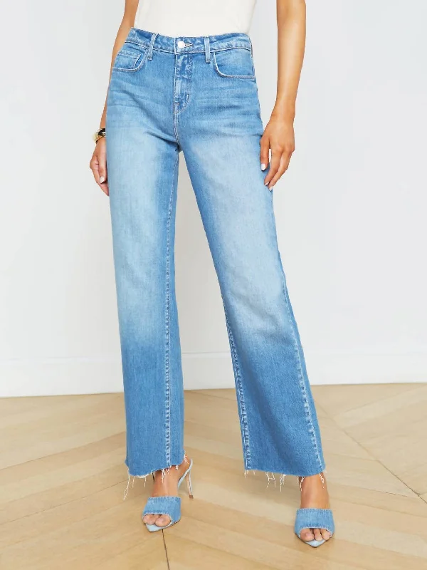 Women's Transitional Clothes Avant-Garde Style Promotions Tiana Raw-Hem Wide-Leg Jean In Seneca