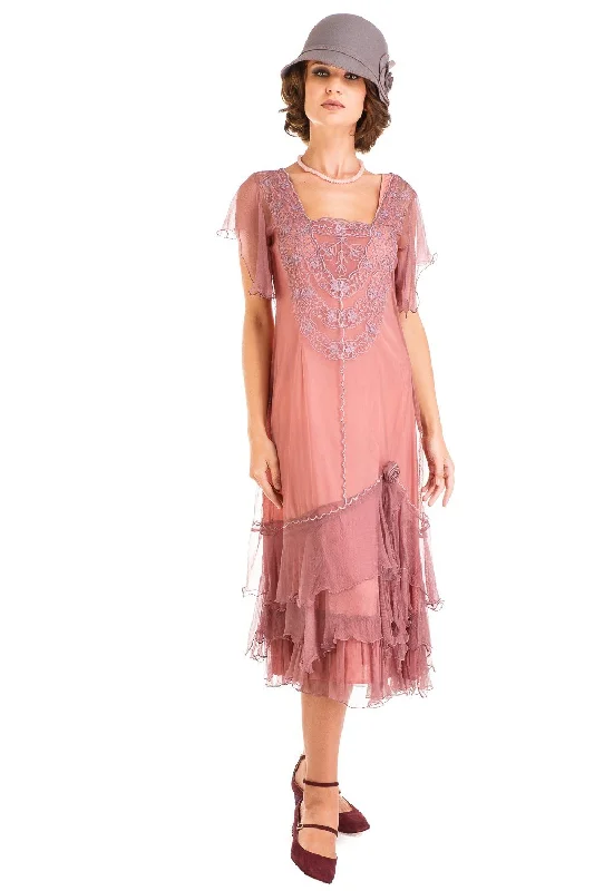 Stylish Women's Apparel Final Sale Alexa 1920s Flapper Style Dress in Mauve by Nataya