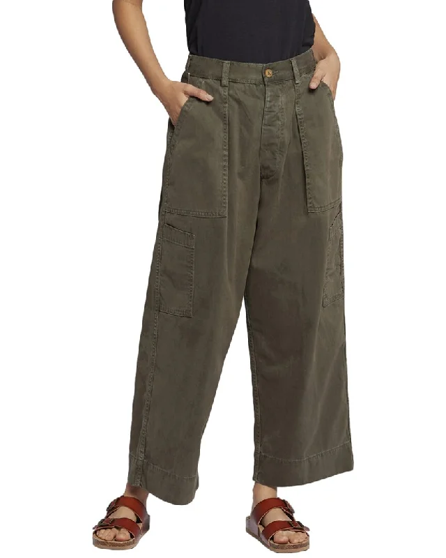 Women's Travel Apparel Fashion Forward Current/Elliott The Spectrum Basil Crop Wide Leg Jean