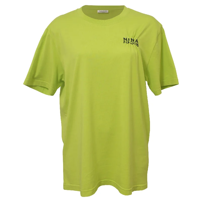 Hot Deals Nina Ricci Embroidered Crewneck Shirt in Lime Green Cotton