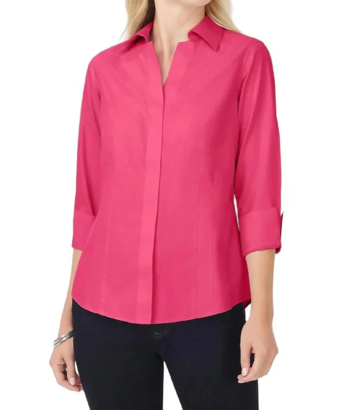 New In This Season Taylor 3/4 Sleeve Pinpoint Shirt In French Rose