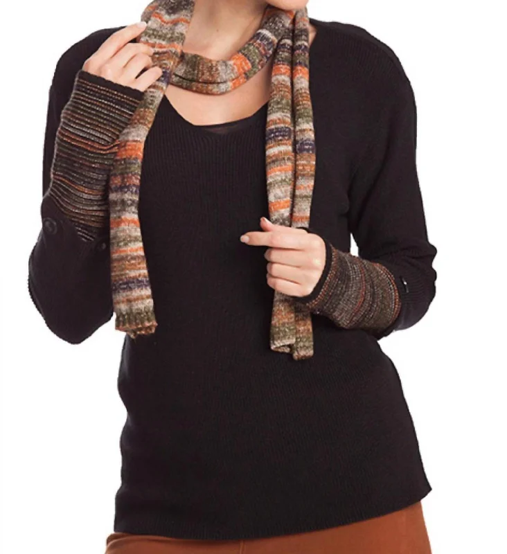 Elegant Style Striped Detachable Sleeve Top In Black Multi