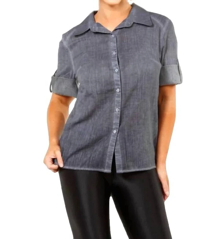 The Latest Fashion Trends Oil-Washed Back-Zip Shirt In Gray