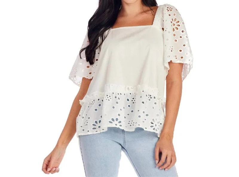 Luxury Fashion Kieran Eyelet Top In White