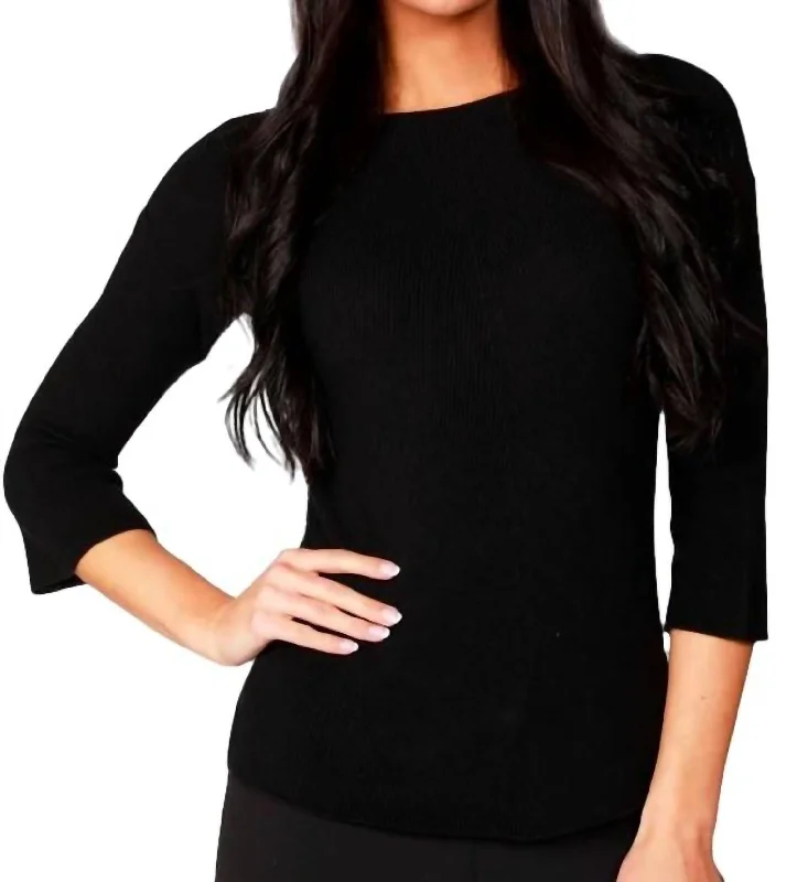 Sale Event, Prices Rock Ribbed 3/4 Sleeve Top In Black