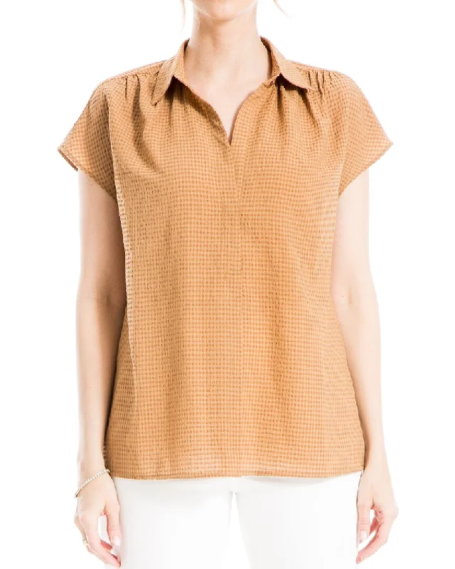 Budget Saver Max Studio Texture Collar Top