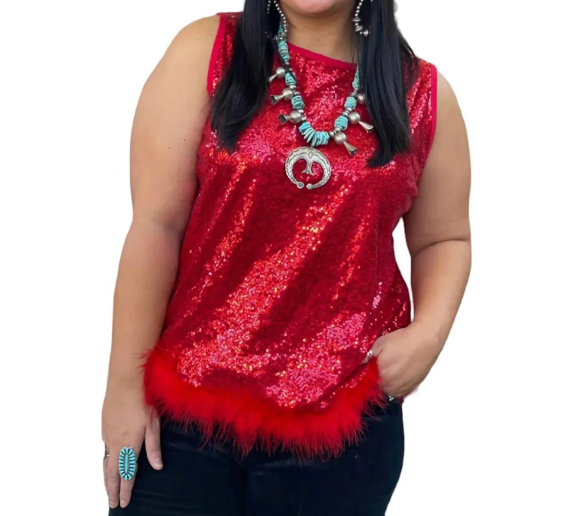 Limited Time Deal Zsazsa Sequin Top In Red