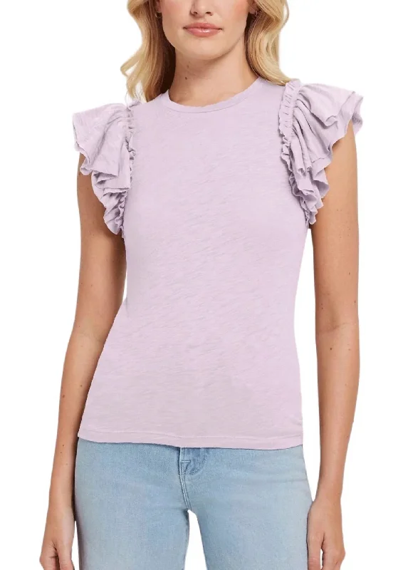 Fashionista Favorites Double Ruffle Shell Top In Lilac