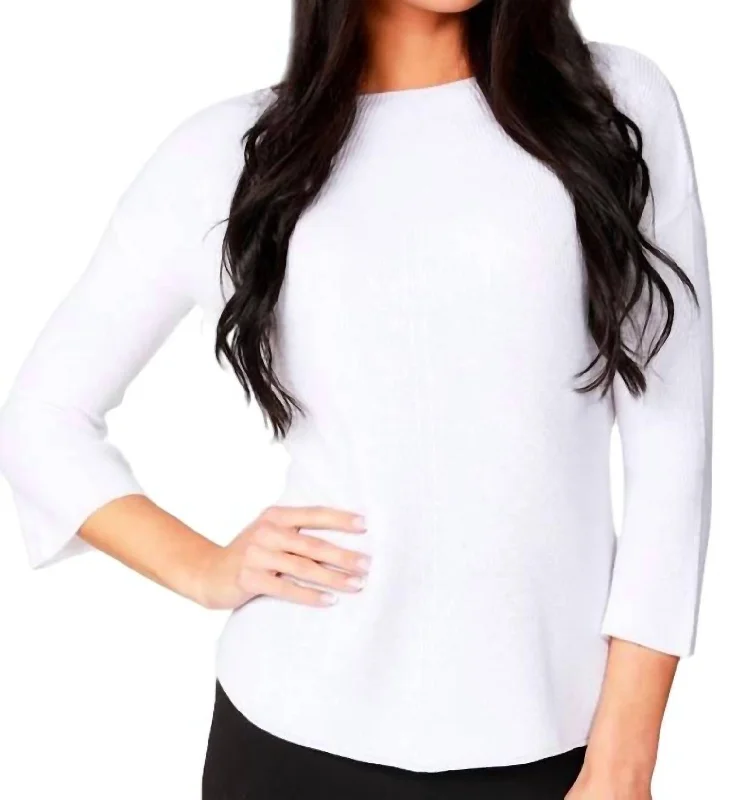 Stupidly Low Prices Ribbed 3/4 Sleeve Top In White