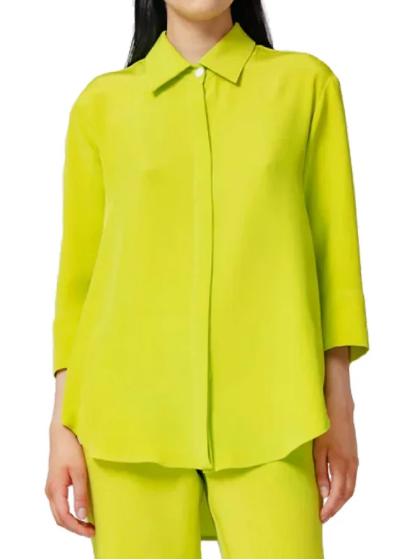 Street Chic Discounts Jane Shirt In Bright Lime Silk Crepe