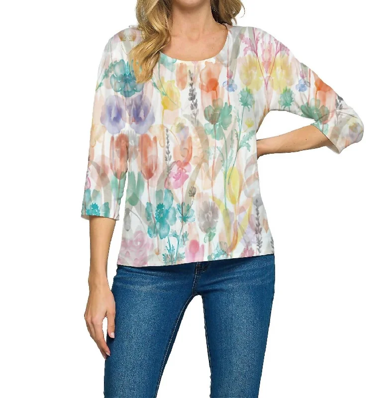 Save Big Fiona Classic Top In Ivory Multi