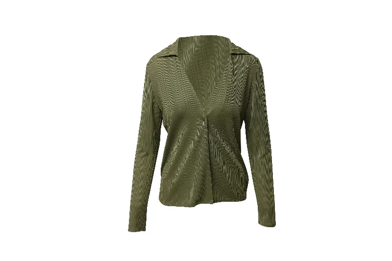 Relaxed Style Reformation Knit Loose Top in Green Polyester