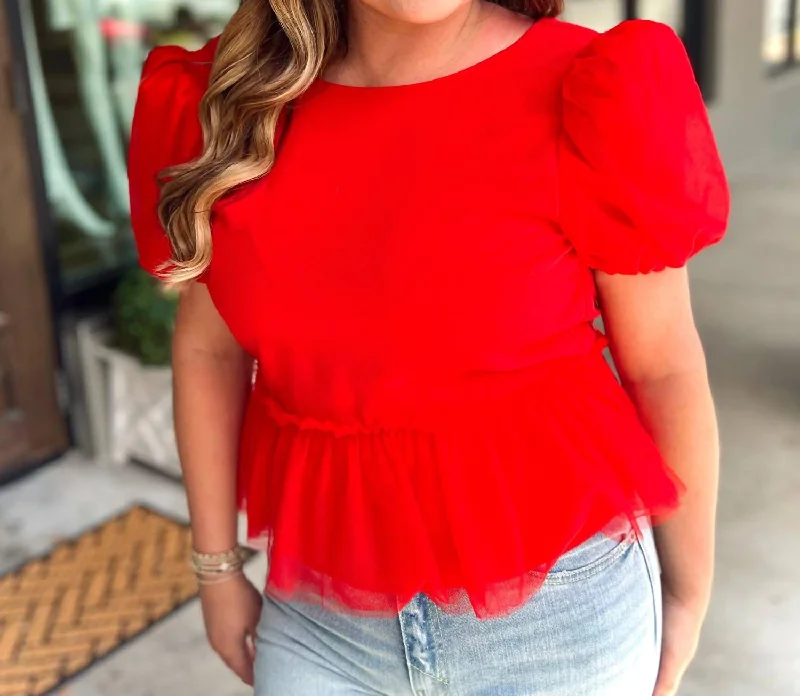 Boutique Styles Babydoll Top In Red