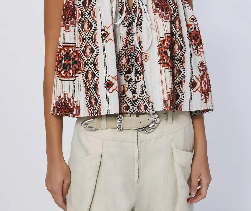 Flash Sale Now Tava Printed Smocked Top In Multico Orange