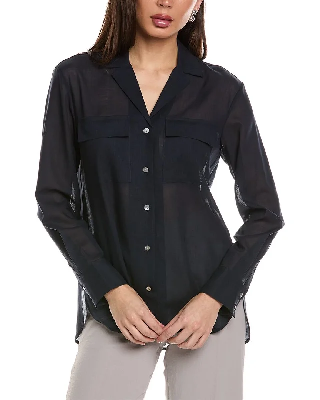 Trendy Street Style Theory Notch Wool-Blend Shirt