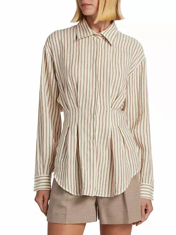 Discount Extravaganza Eritrea Stripe Linen Top In White