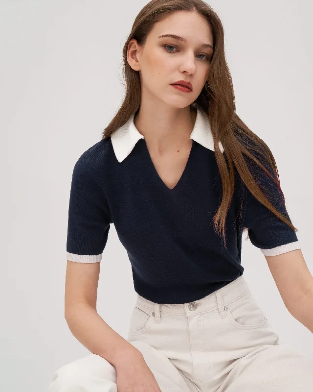 Find Your Unique Flair Timeless Mei Silk Knit Polo for Women