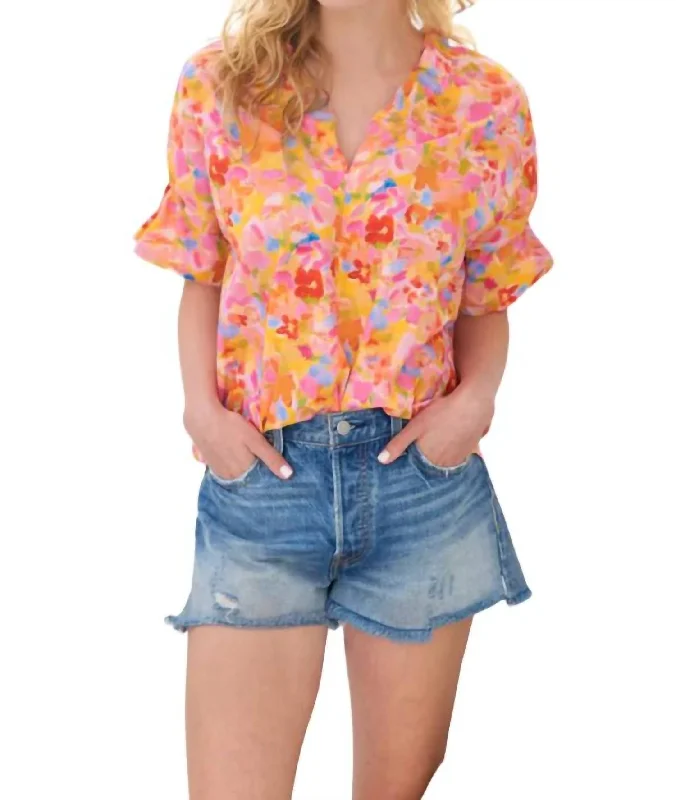 Enjoy Discount Capri Floral Crosby Top In Pink/multi