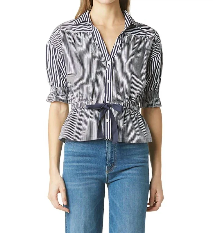 Valentine's Special Ellie Stripe Top In Poplin Stripe