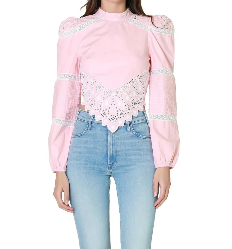 Holiday Glam Hito Handkerchief Top In Bubble Bath Pink