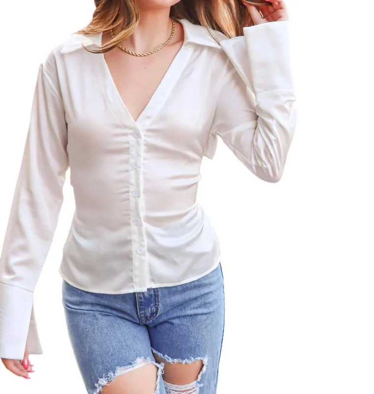 Easy Elegance Sales Comes With Class Satin Shirt In Off White