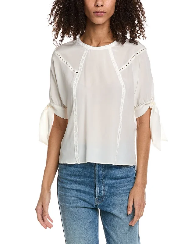 Trendy Looks On Sale The Kooples Tie Sleeve Silk Top