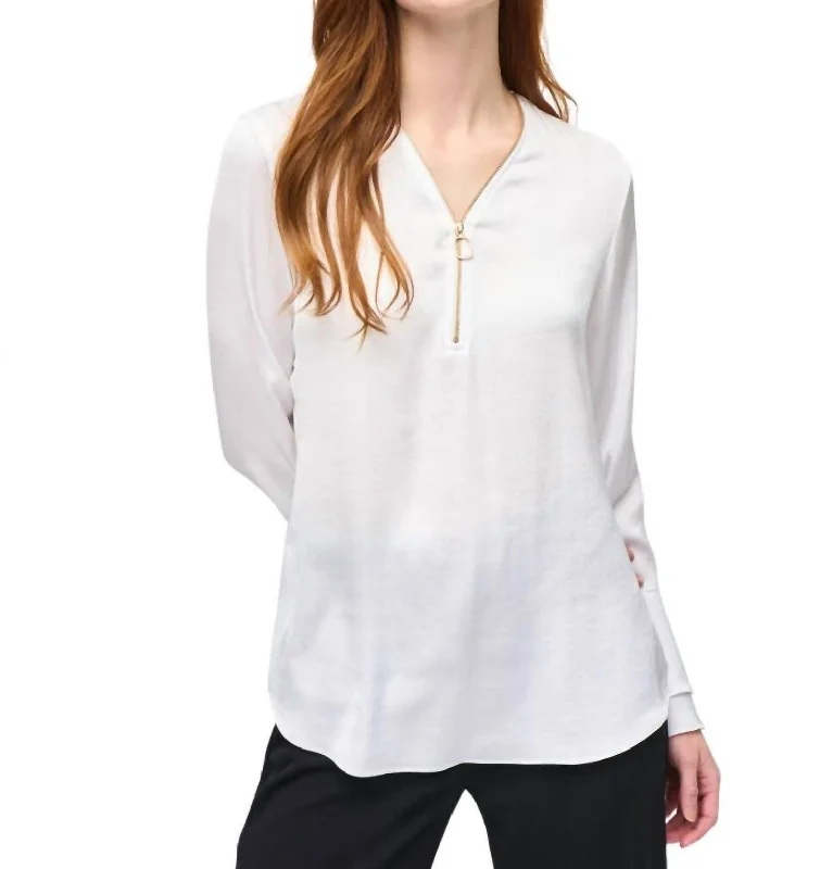 Urban Elegance Deals Ruffled Sleeve Satip Top In White