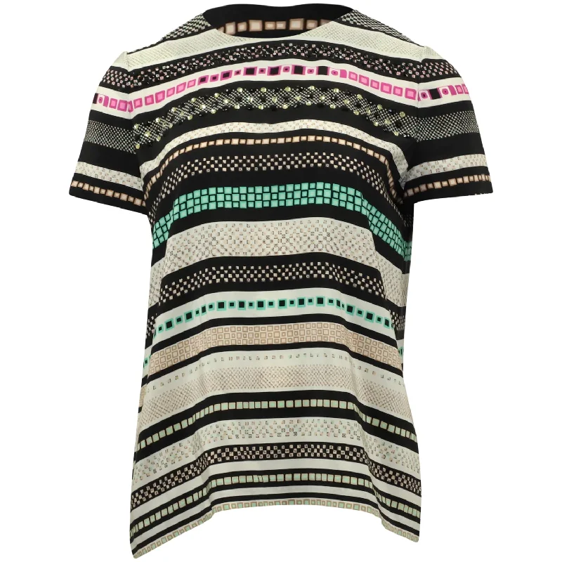 Valentine's Special Diane Von Furstenberg Tori Striped Top in Multicolor Silk