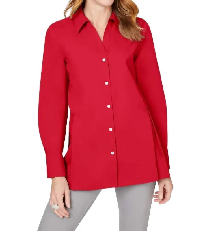 Classic Modern Offers Pippa Stretch Non-Iron Shirt In Sweet Cherry