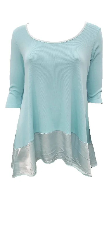 Stylish Statements Kiki Three Quarter Loose Top In Aqua