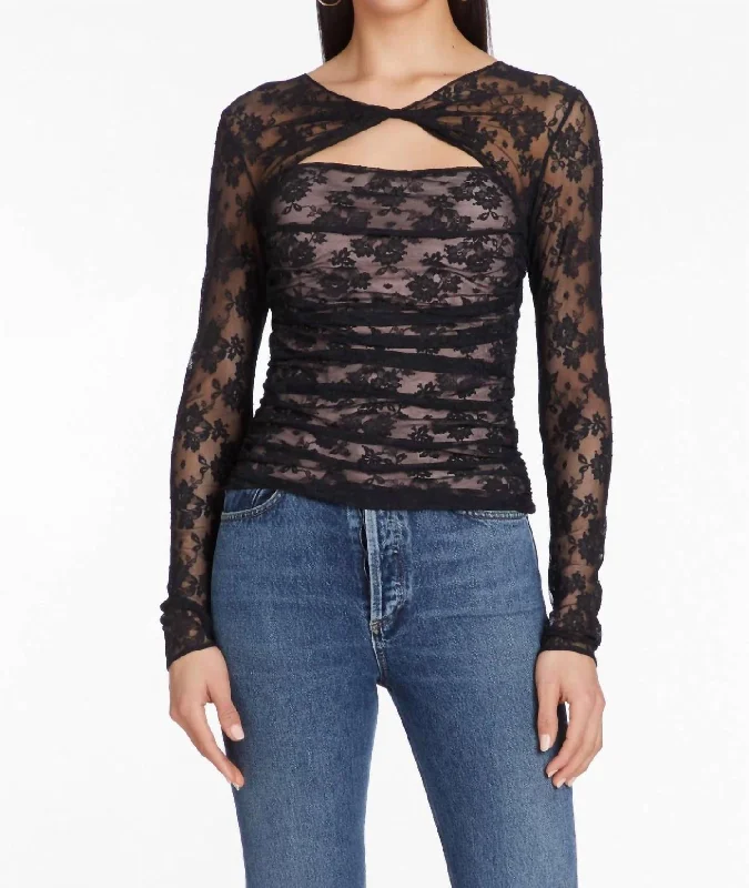 Trendy Fashion Sale Shadia Top In Black/tan