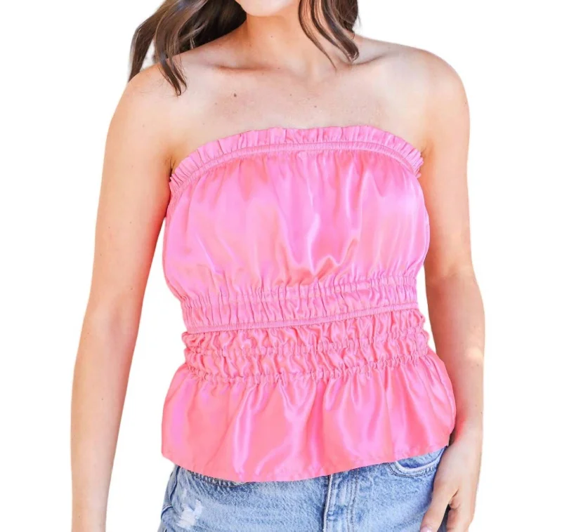 Romantic Chic Deals Oh So Girly Peplum Top In Candy Pink