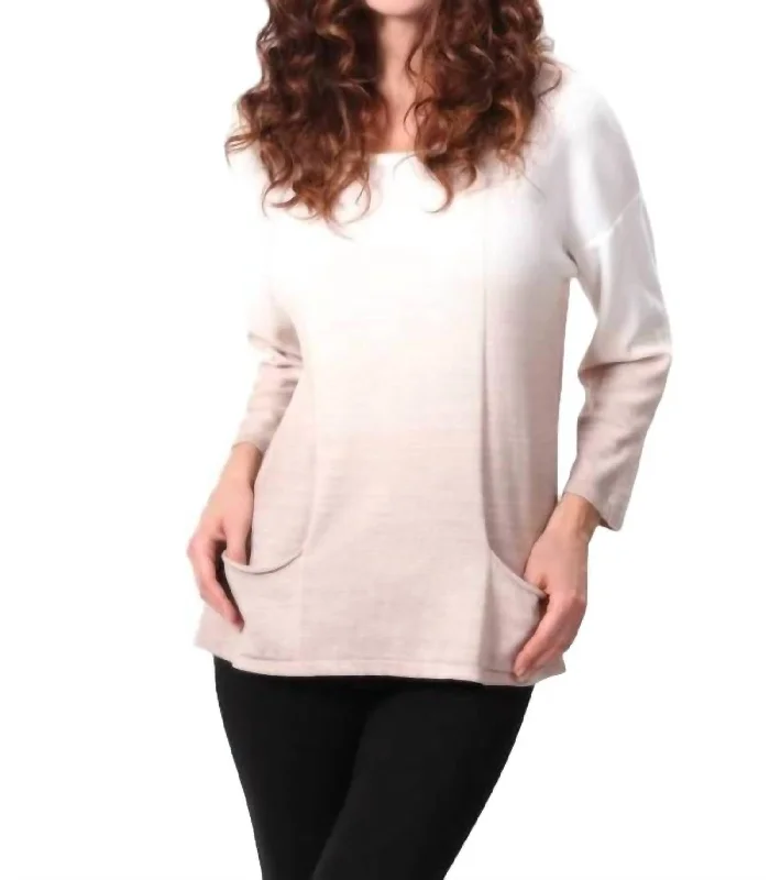 Comfortable Chic Ombre Pocket Top In Taupe