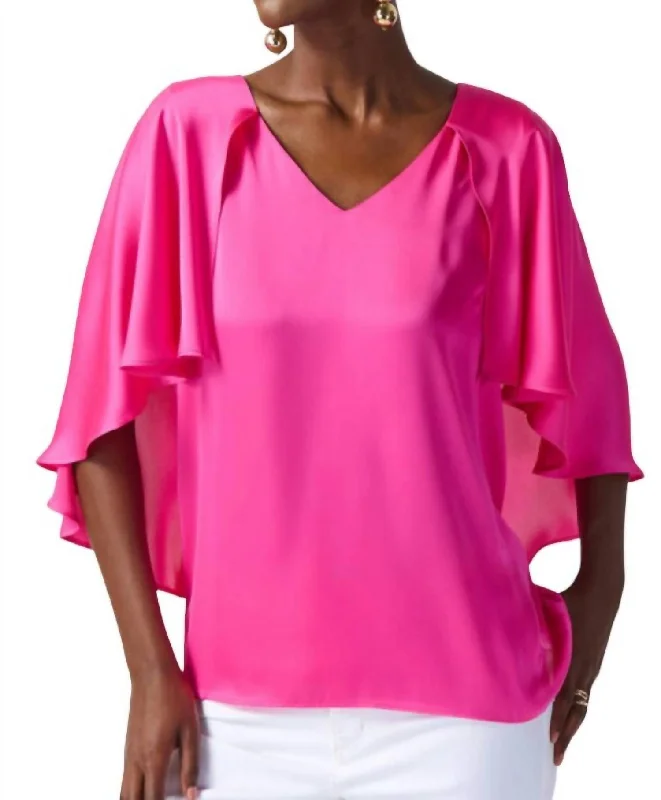 Hot Items Satin Cape Top In Pink