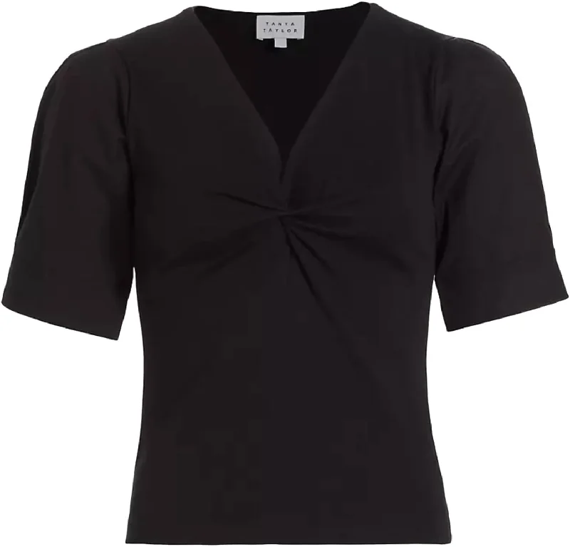 Style Upgrade Tanya Taylor Women's Ronelle Twist Front Top, Black