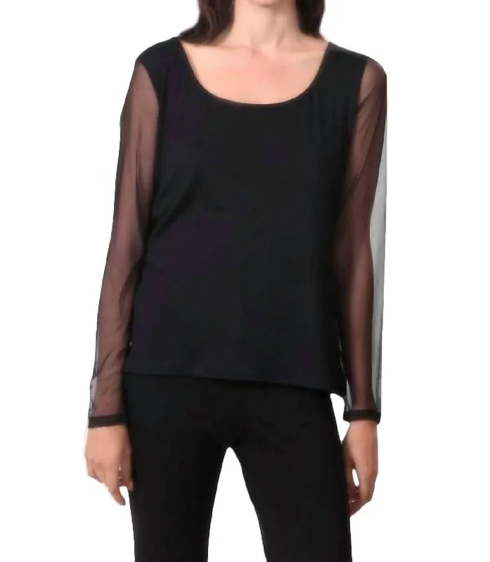 Limited Stock, Big Discounts Sheer-Sleeved Top In Black