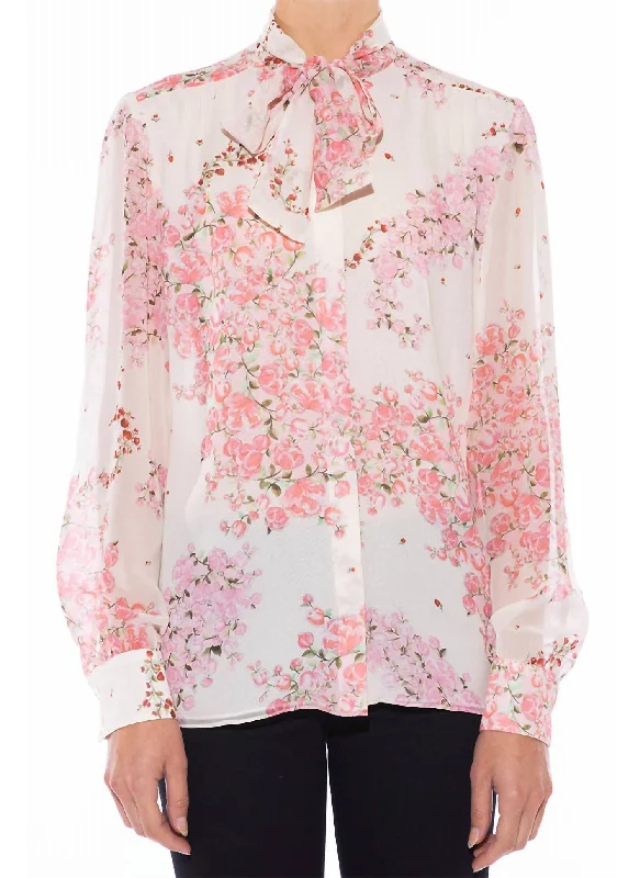 Step Ahead, Lead The Trend Georgette Muguet Paisley Top In Ivory