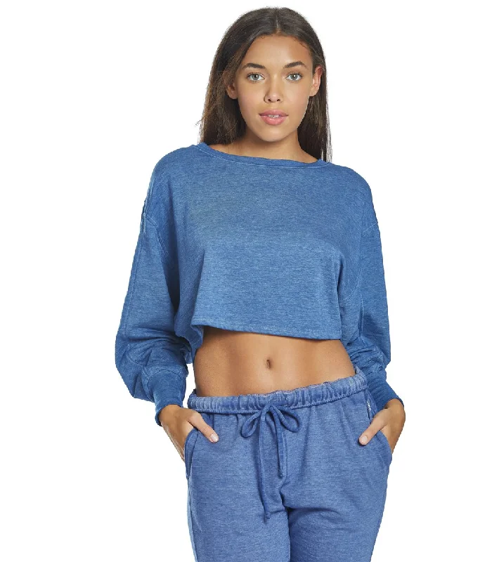 Women's Office Outfit Classic Chic Deals Free People Zuma After Yoga Sweatshirt Blue