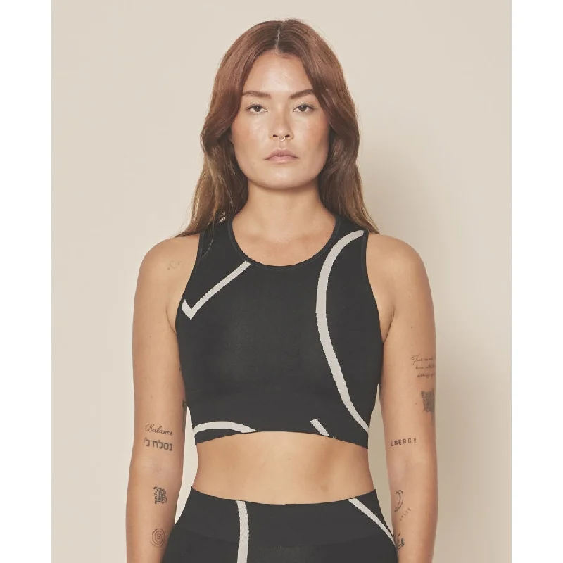 Women's Clothing For Everyday Wear Trendy Street Style Loud Logo Crop Top - Black / Sustained Grey