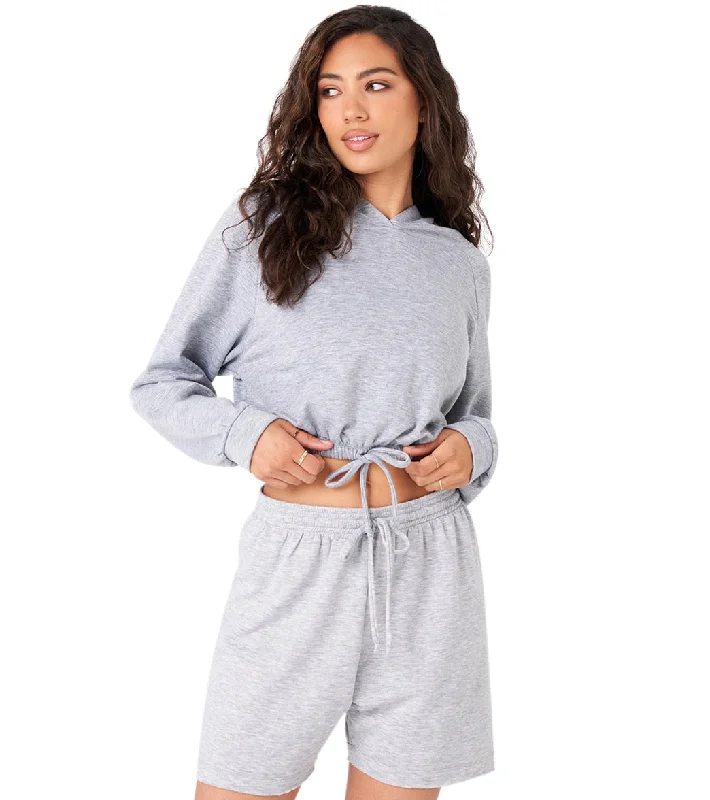 Women's Clothing Apparel Sets Chic & Cozy Collection Onzie Cinch Crop Hoodie Heather Gray Fleece