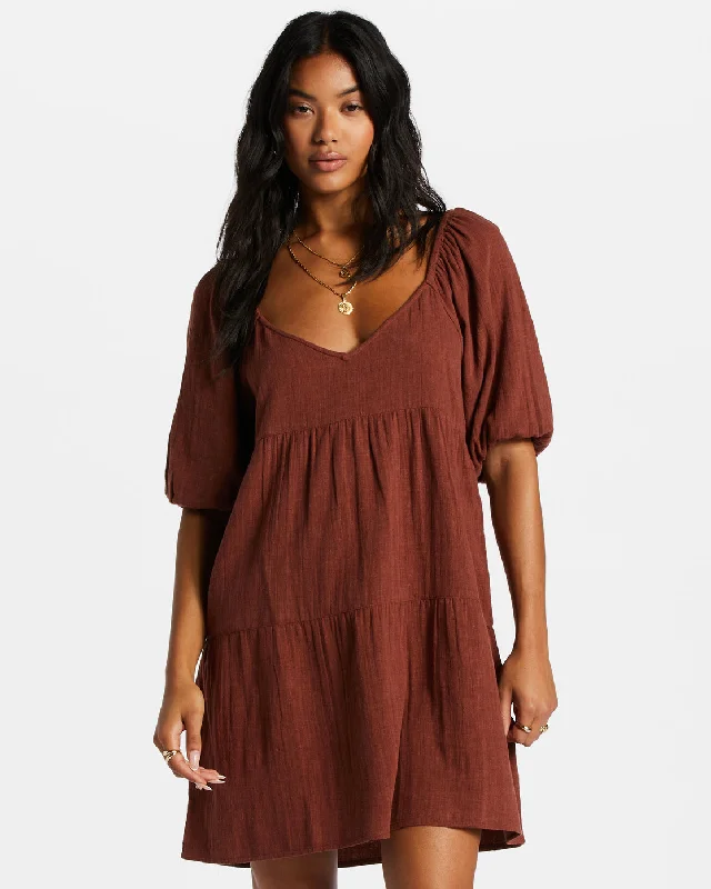 Women's Stylish Outdoor Outfit Stylish Savings Fall For Ya Babydoll Dress - Mocha